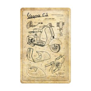 Blechschild – Vespa GS 150 Teileskizzen | 20x30cm